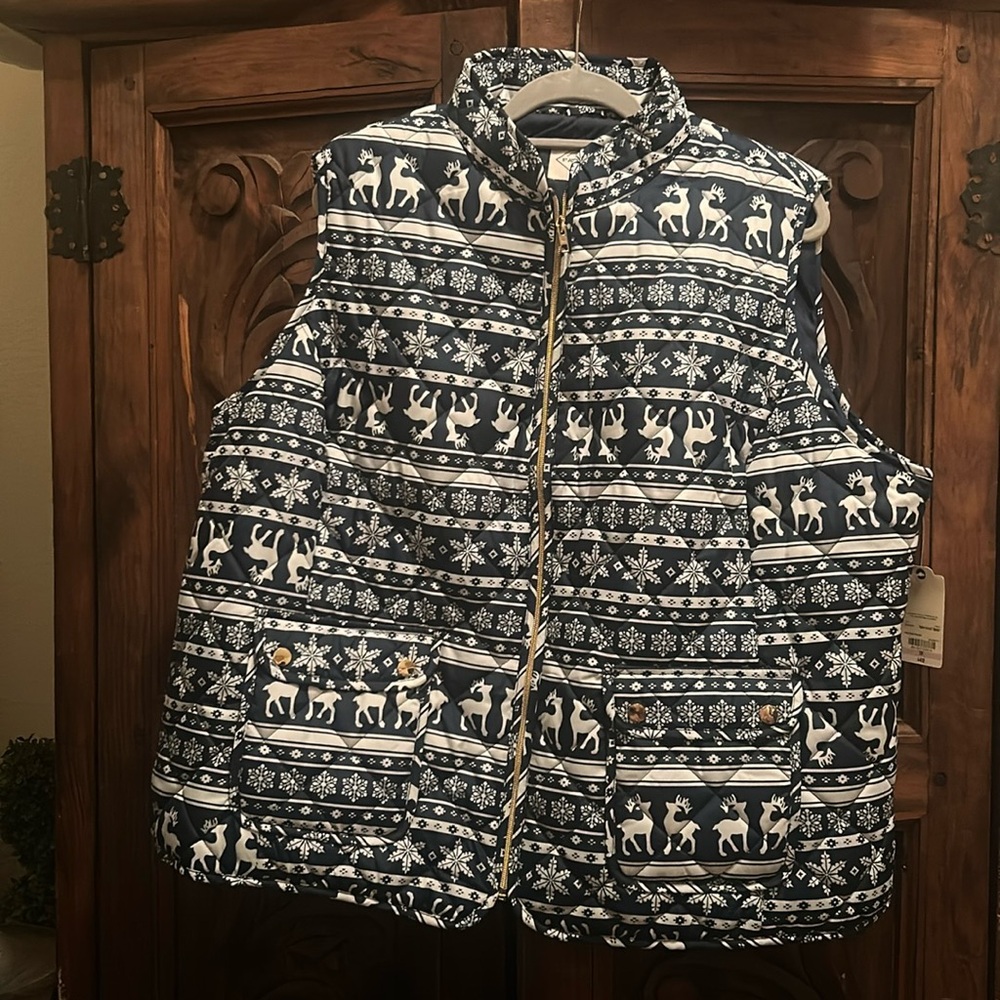Quilted Vest Reindeer 3X NWT